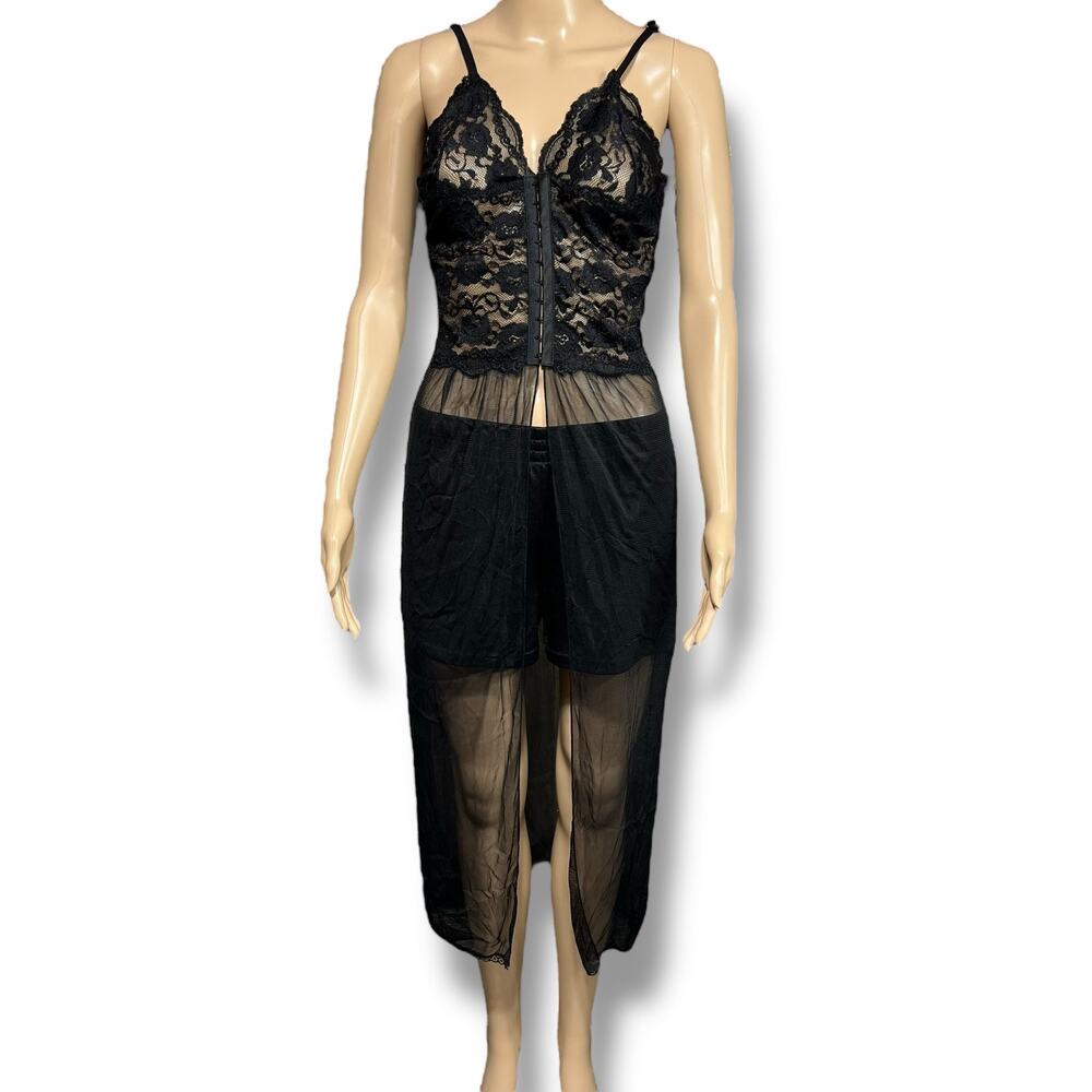 Boutique Womens Sexy Lingerie Sheer Lace Nighty Nightgown Sleepwear Black Medium